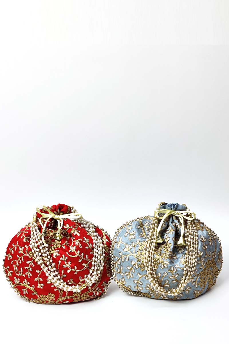 Set Of 2 beautiful Zardosi work potli bag - MC251527